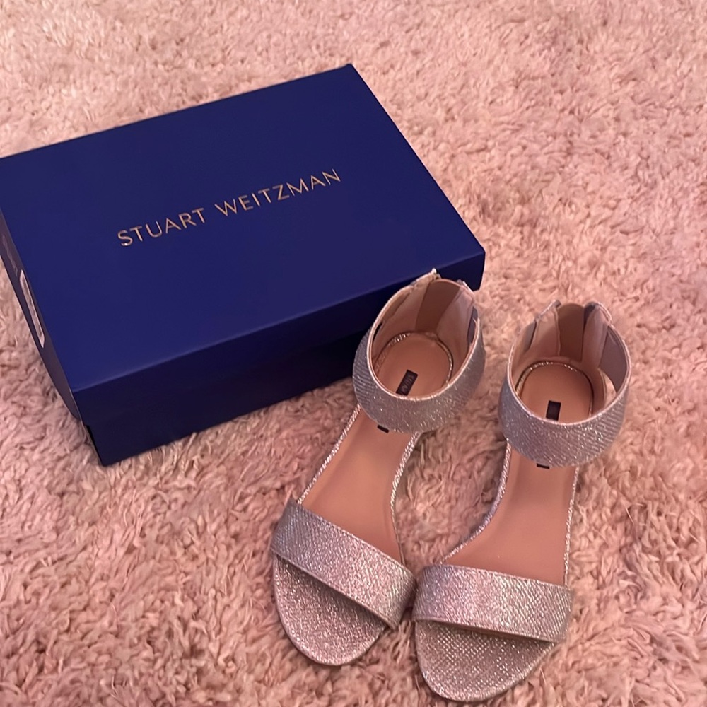 Stuart Weitzman Kids Silver Sparkle Heels